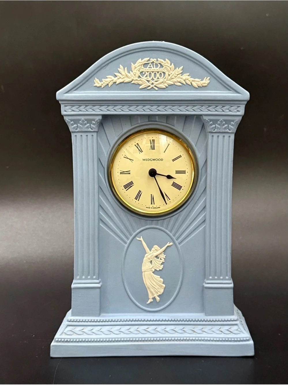 Vintage Y2K 2000 WEDGWOOD Blue Jasperware Millennium Mantel Clock Made England